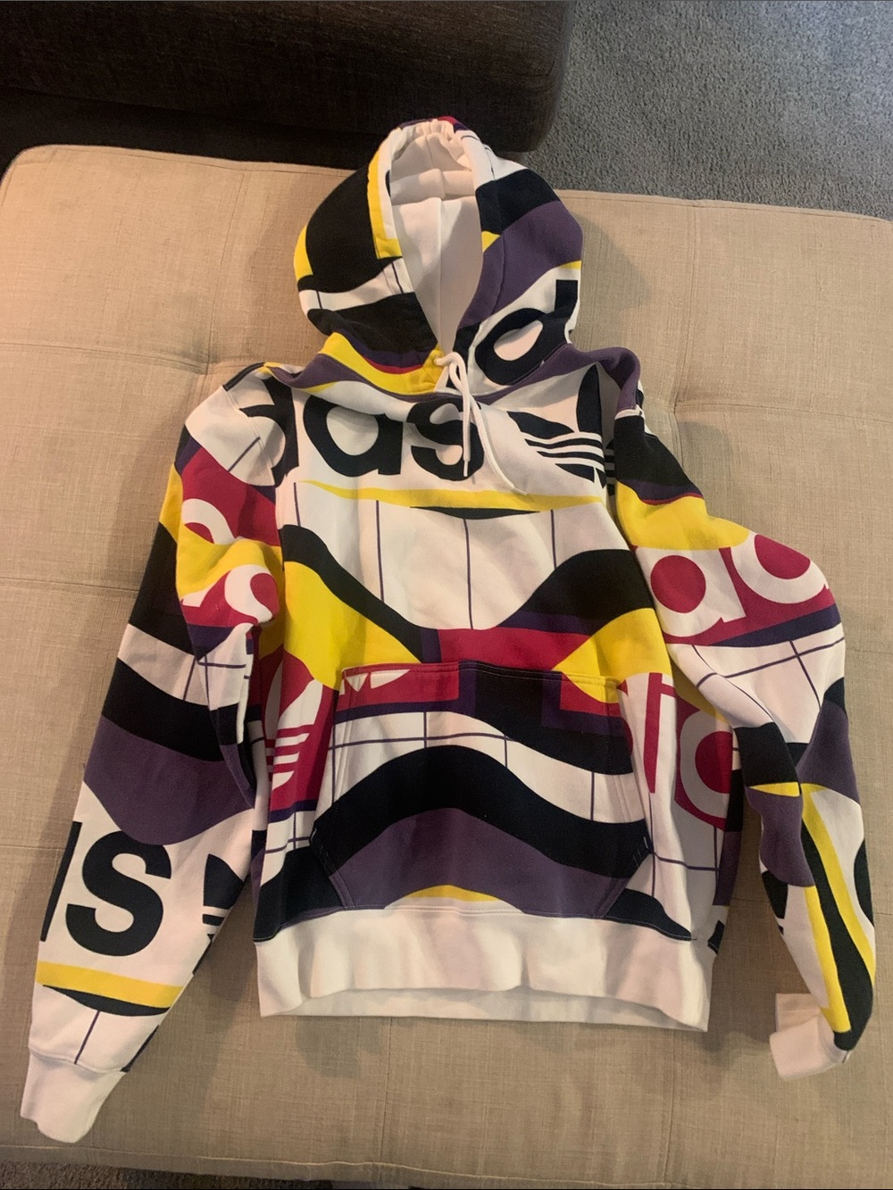 adidas White and Black Logo hoodie